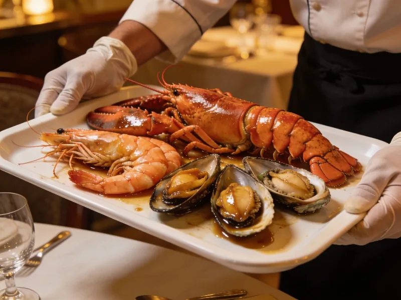 Marisco servido en mesa para mariscada