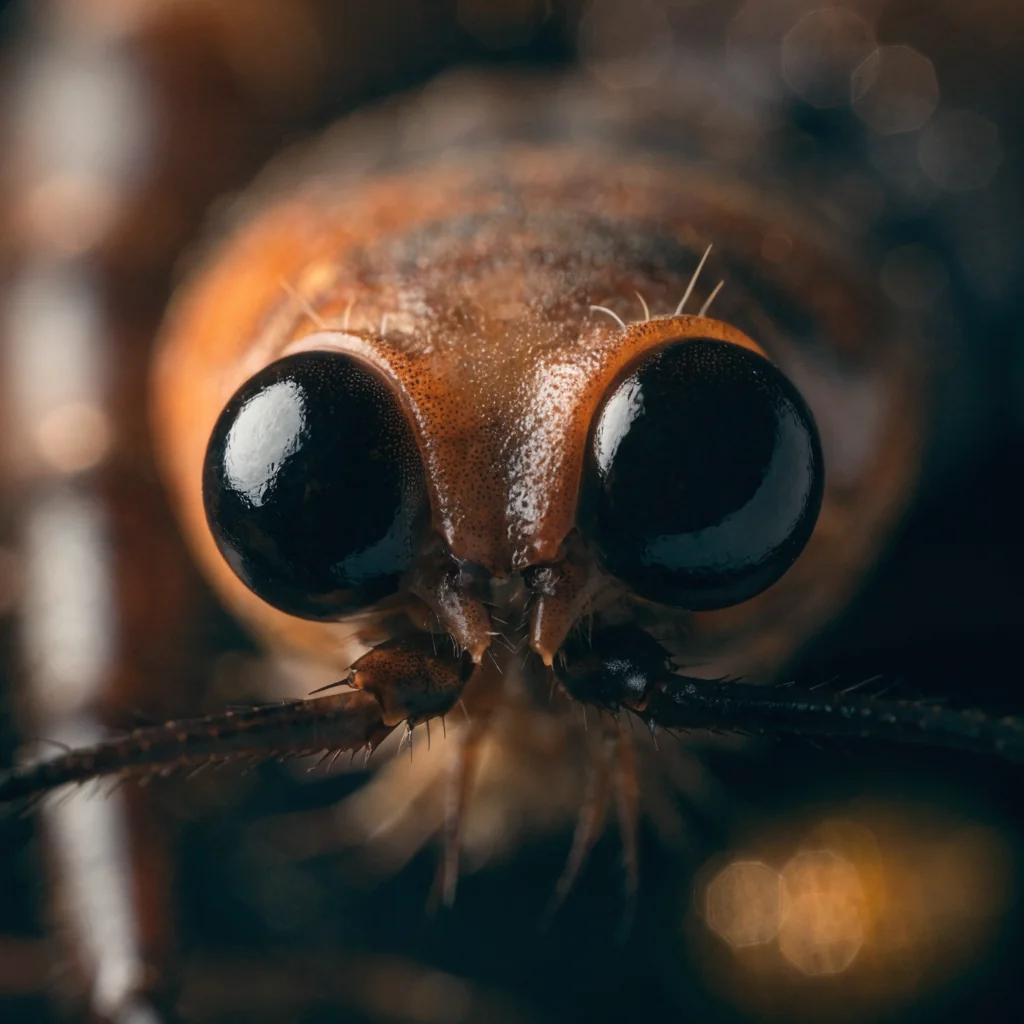 Ojos brillantes y saltones de crustáceo fresco