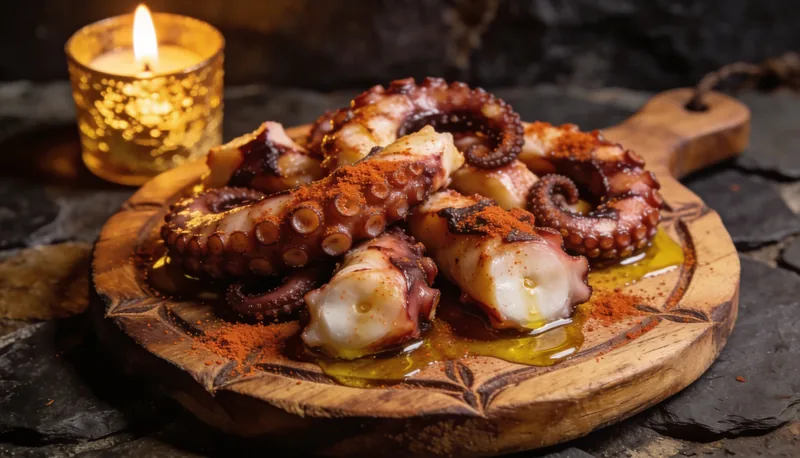 Pulpo á feira gallego con pimentón y aceite de oliva