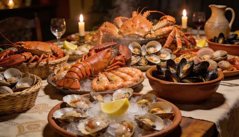 Gran mariscada festiva con todas las especies en temporada