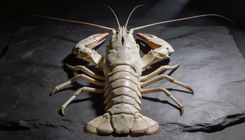 Bogavante europeo sobre pizarra negra mostrando toda su anatomía