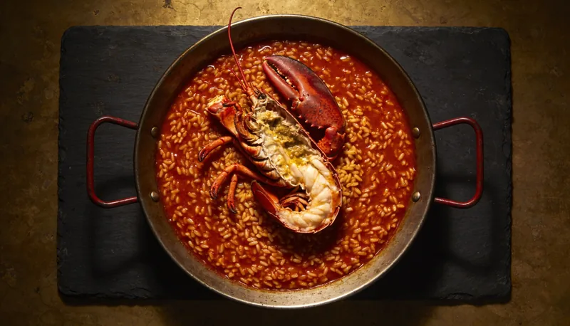 Arroz con bogavante en paella