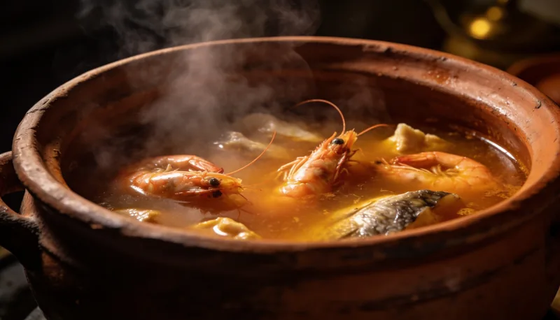 Caldo de marisco casero en olla