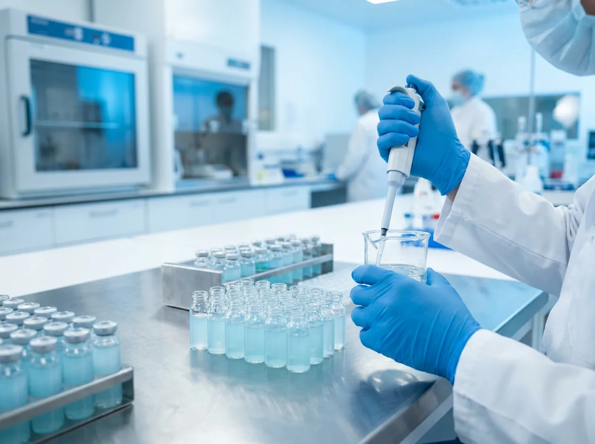 Laboratorio farmacéutico realizando el test LAL
