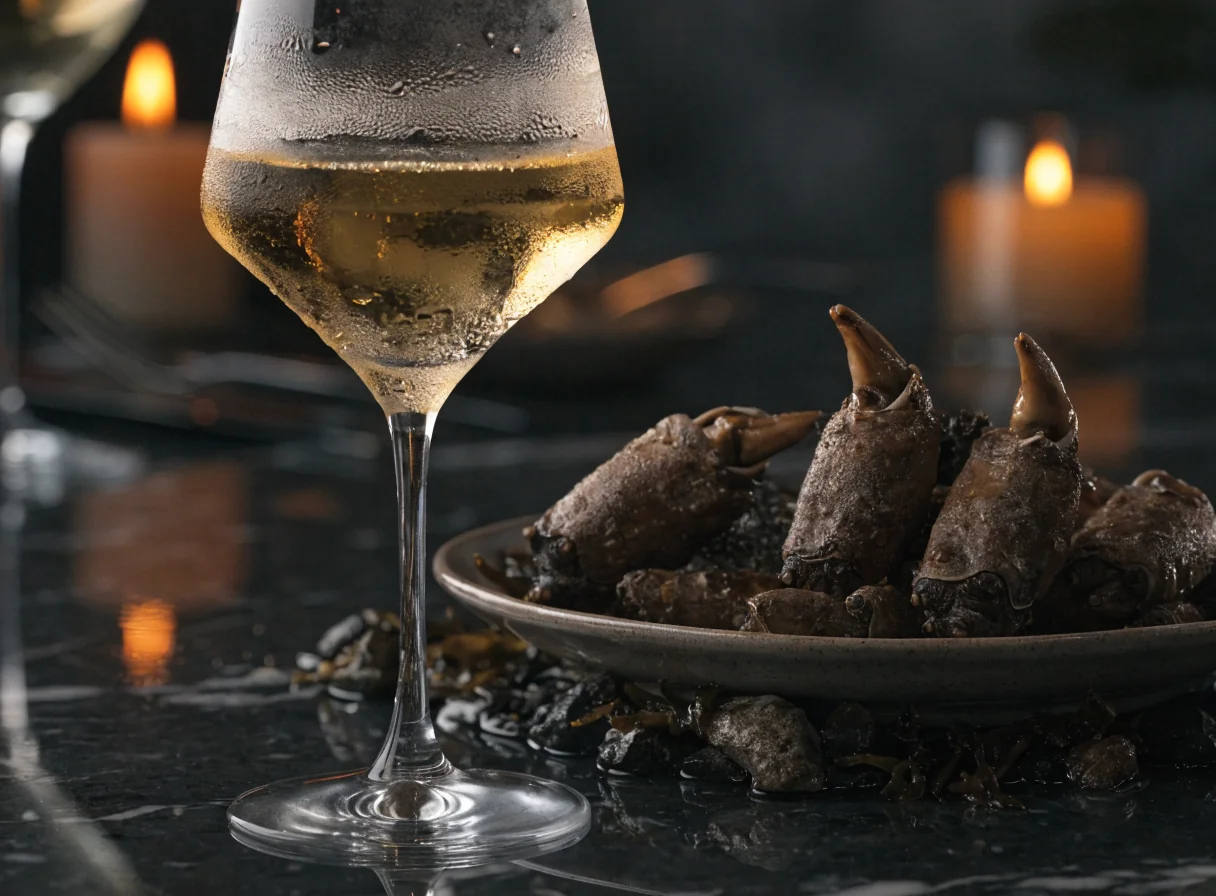 Copa de Albariño con percebes gallegos