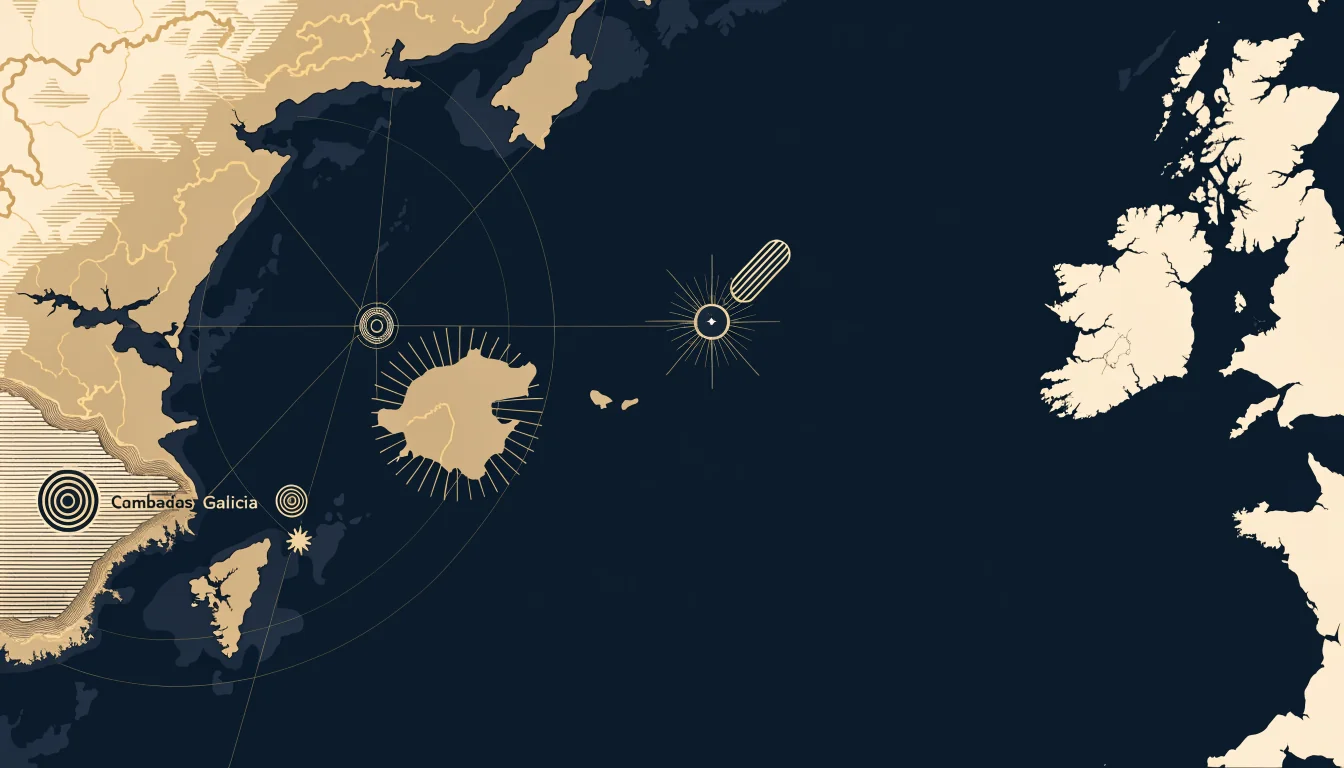 Mapa Atlántico noreste distribución de la nécora Necora puber